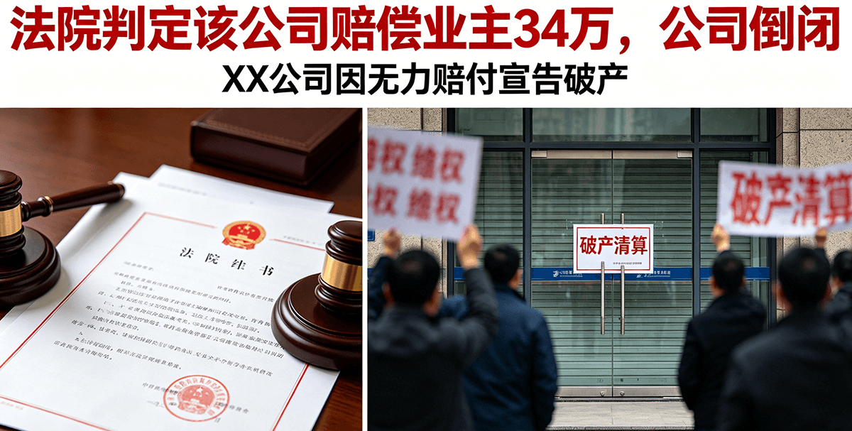 法院判定该公司赔偿业主34万，公司倒闭